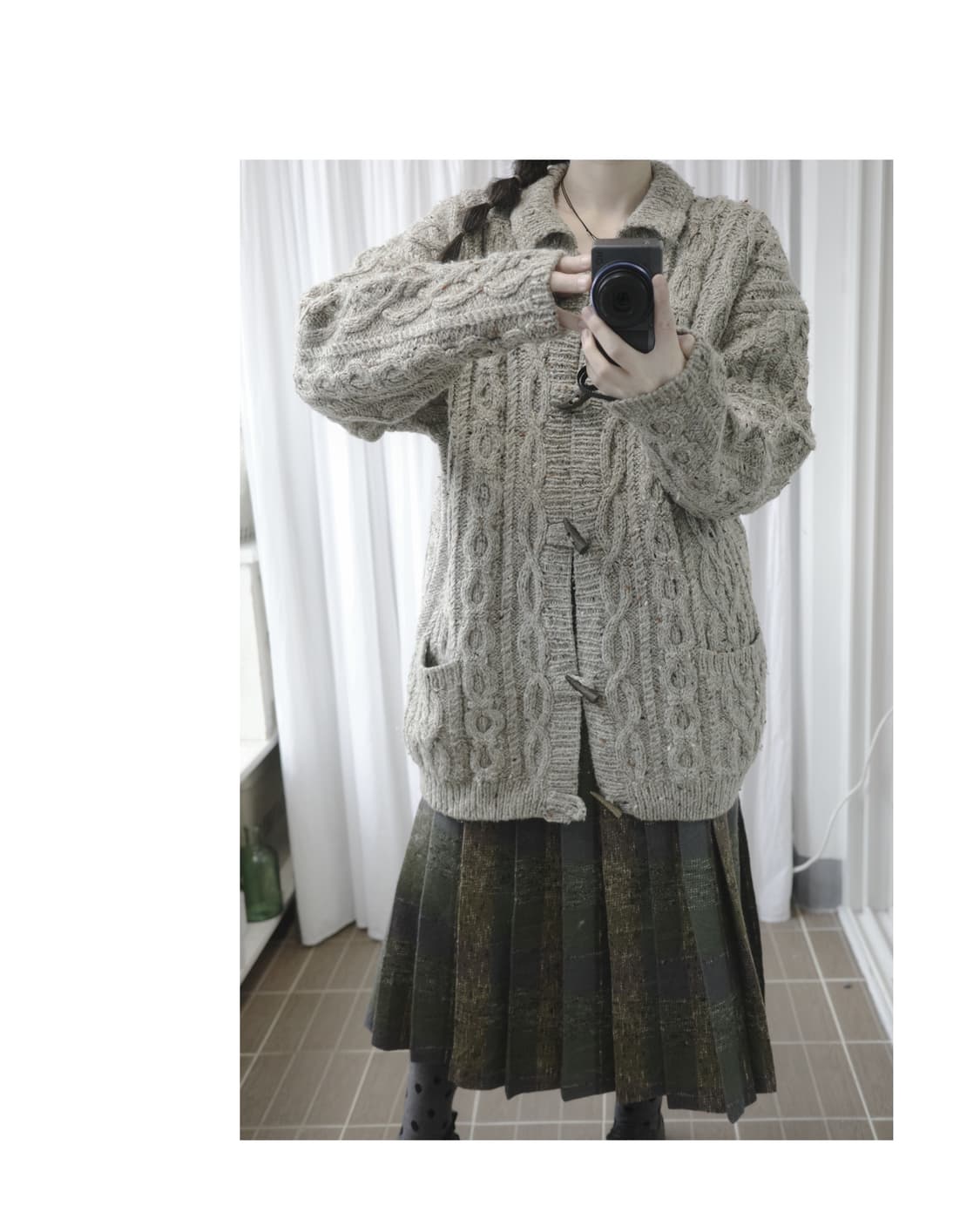 Grey brown dufle cardigan  상품이미지1