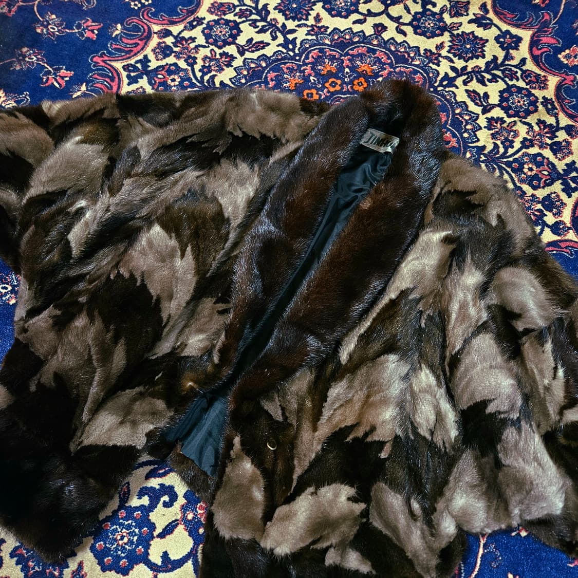 Jinhung Saca Mink 100% 빈티지 배색 숏 가오리핏 밍크 상품이미지3