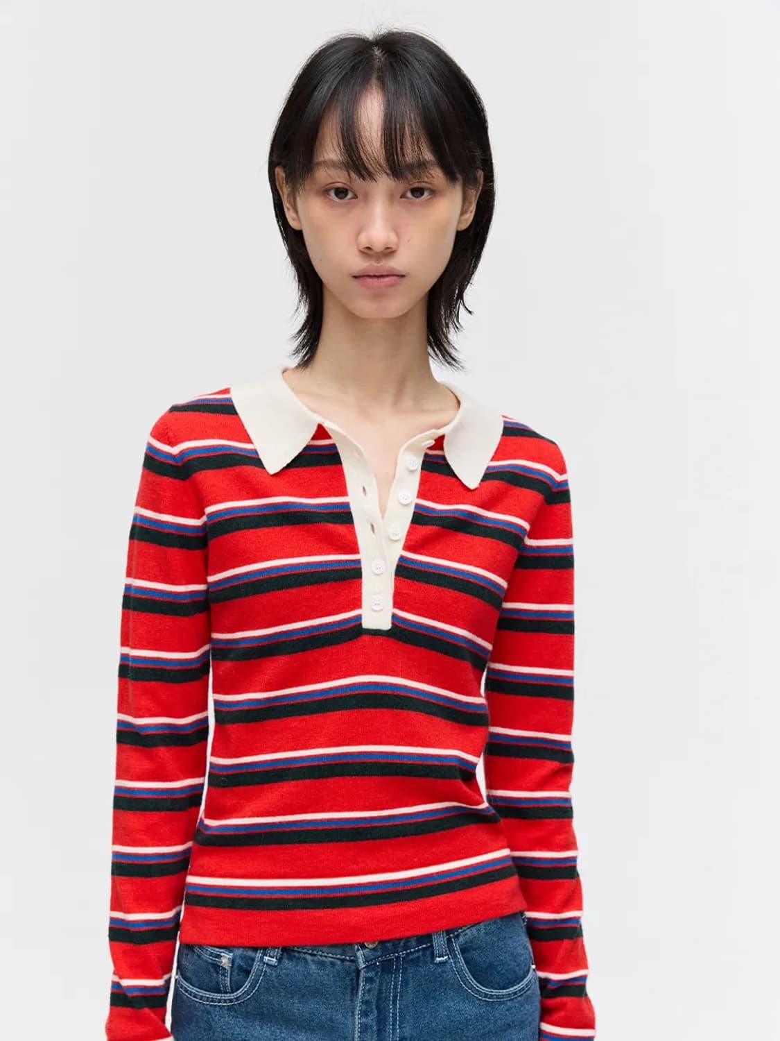 플리즈프로젝트 스트라이프 니트 PK 셔츠 상품이미지1