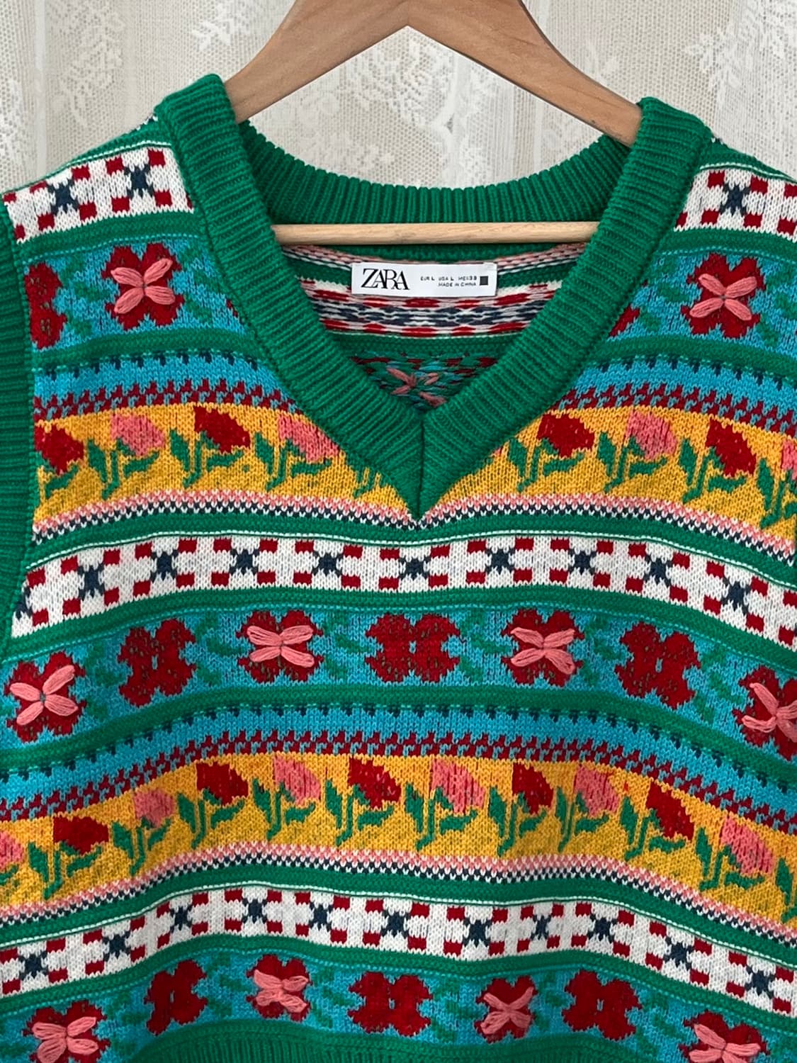 L) 자라 꽃 자수 니트 베스트 상품이미지3