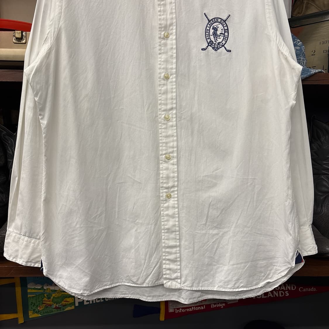 90s 폴로 랄프로렌 클래식핏 골프클럽 크레스트 버튼다운 셔츠 N1091 상품이미지5