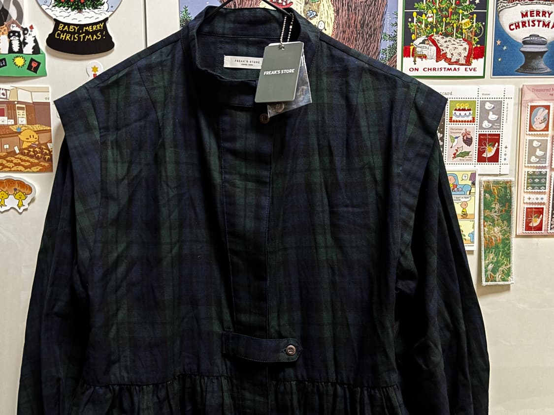 프릭스스토어 벌룬 슬리브 플레어 체크 미니 원피스 - [택/가방 포함] 상품이미지5