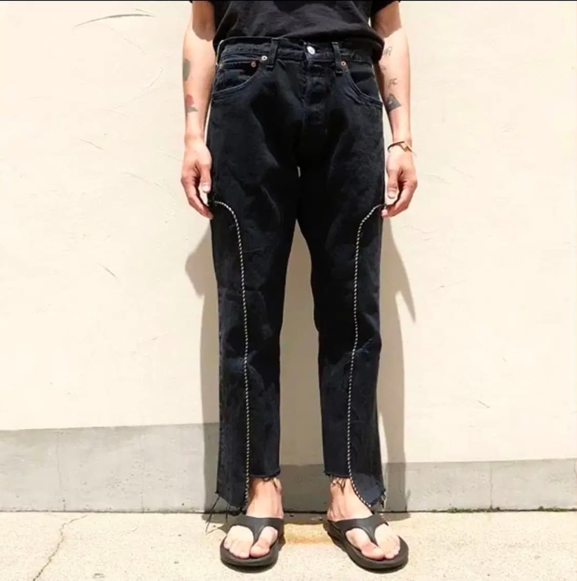 올드파크 블랙 리메이크 데님 팬츠 상품이미지3