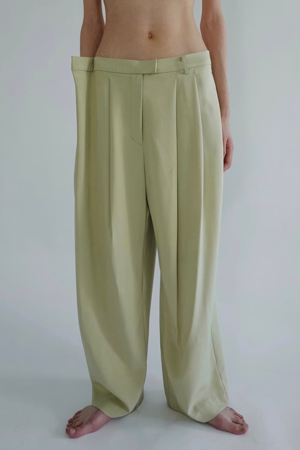 에옹쓰 Unbalanced Block Trousers - mustard 상품이미지2