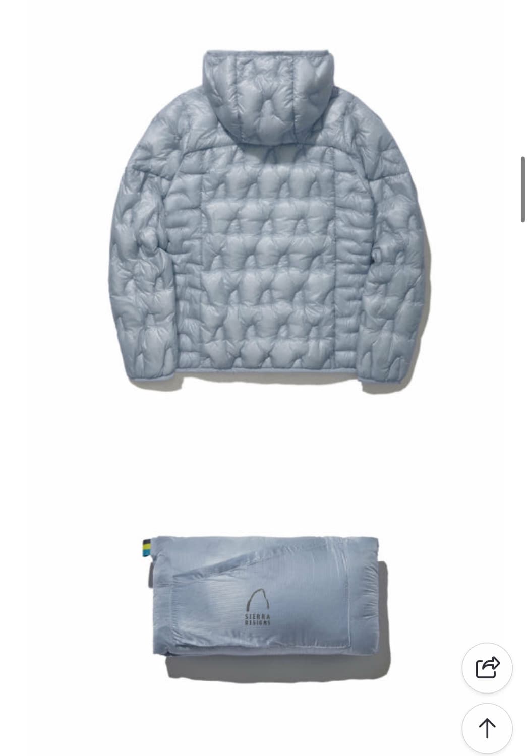 W) 시에라디자인 하프돔 경량패딩 구스다운 후드자켓 라이트블루 xs 상품이미지2