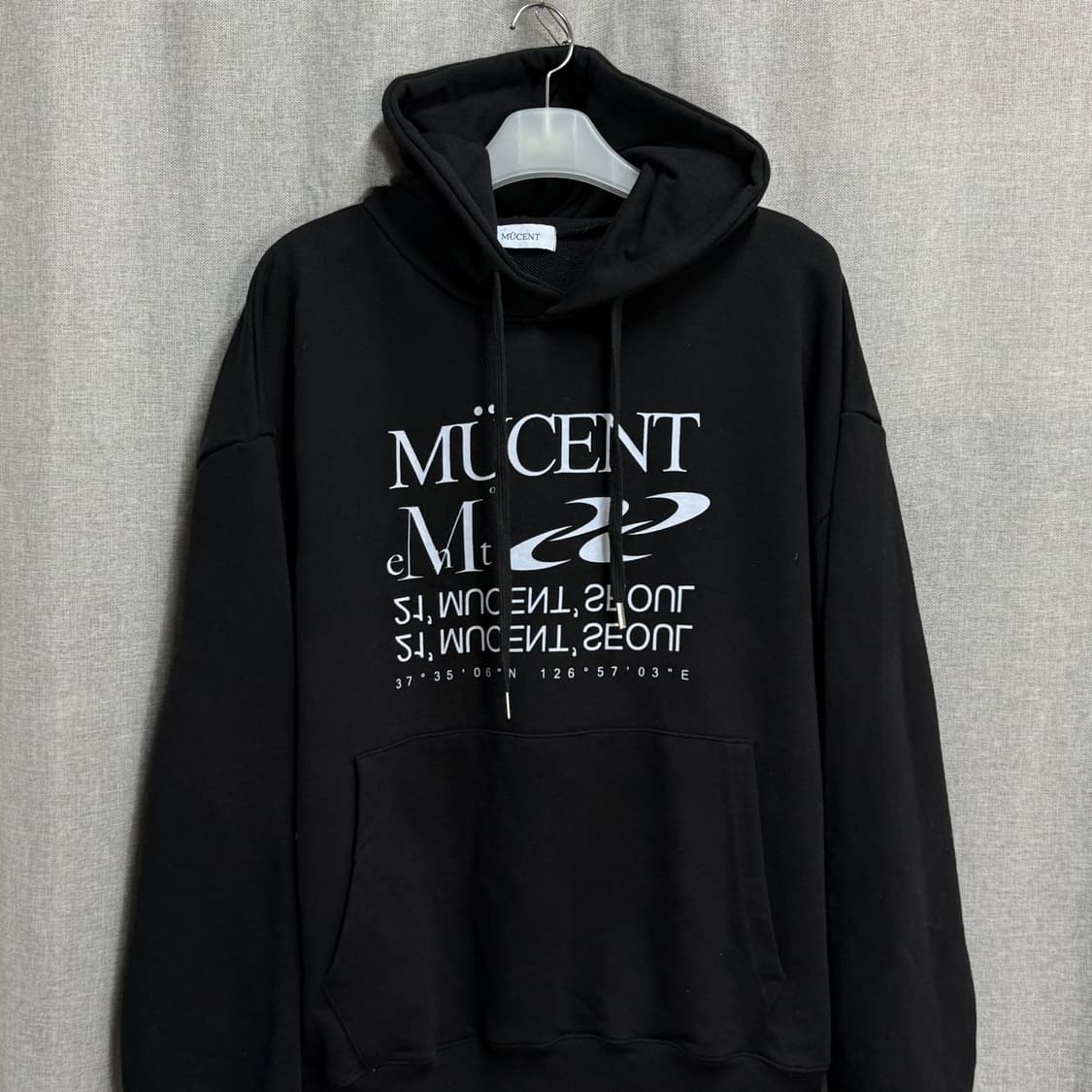 [루즈핏] 무센트 MUCENT 블랙 긴팔 후드티 상품이미지3