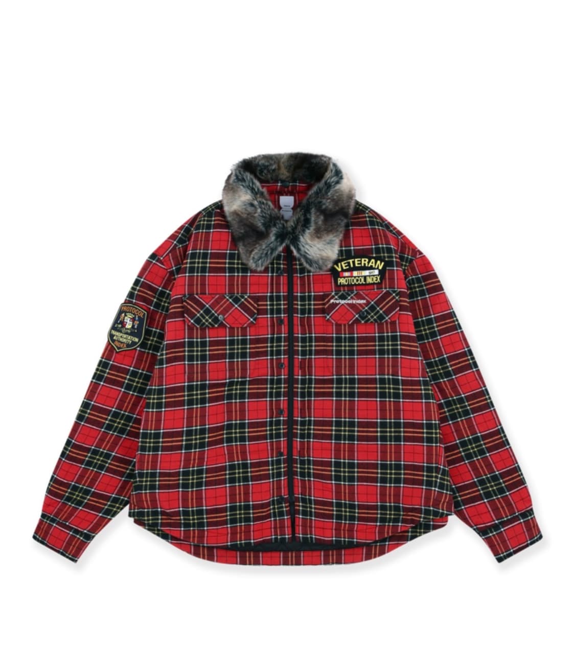 [2] 프로토콜인덱스 퍼 체크셔츠자켓 레드 상품이미지1