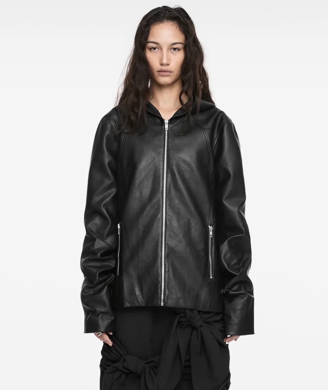 나체 HOODIE LEATHER JACKET black 상품이미지1