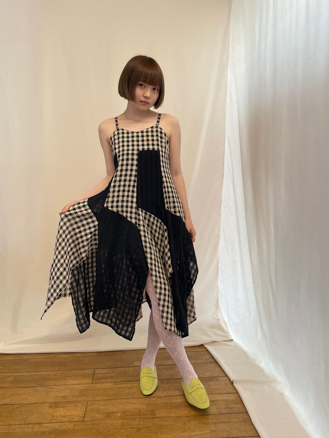 check unbalance dress 상품이미지1