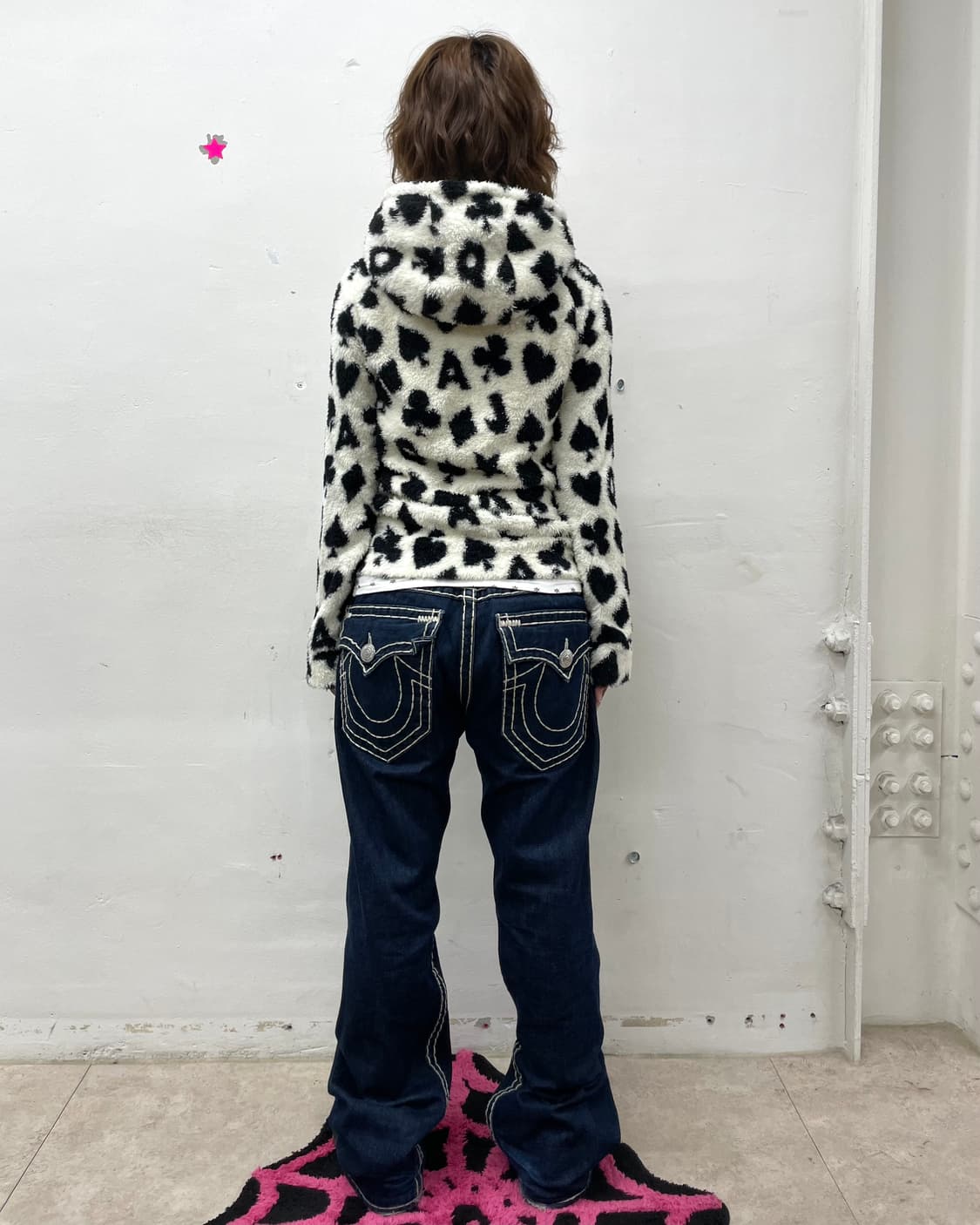 Black and white poker fleece 상품이미지6