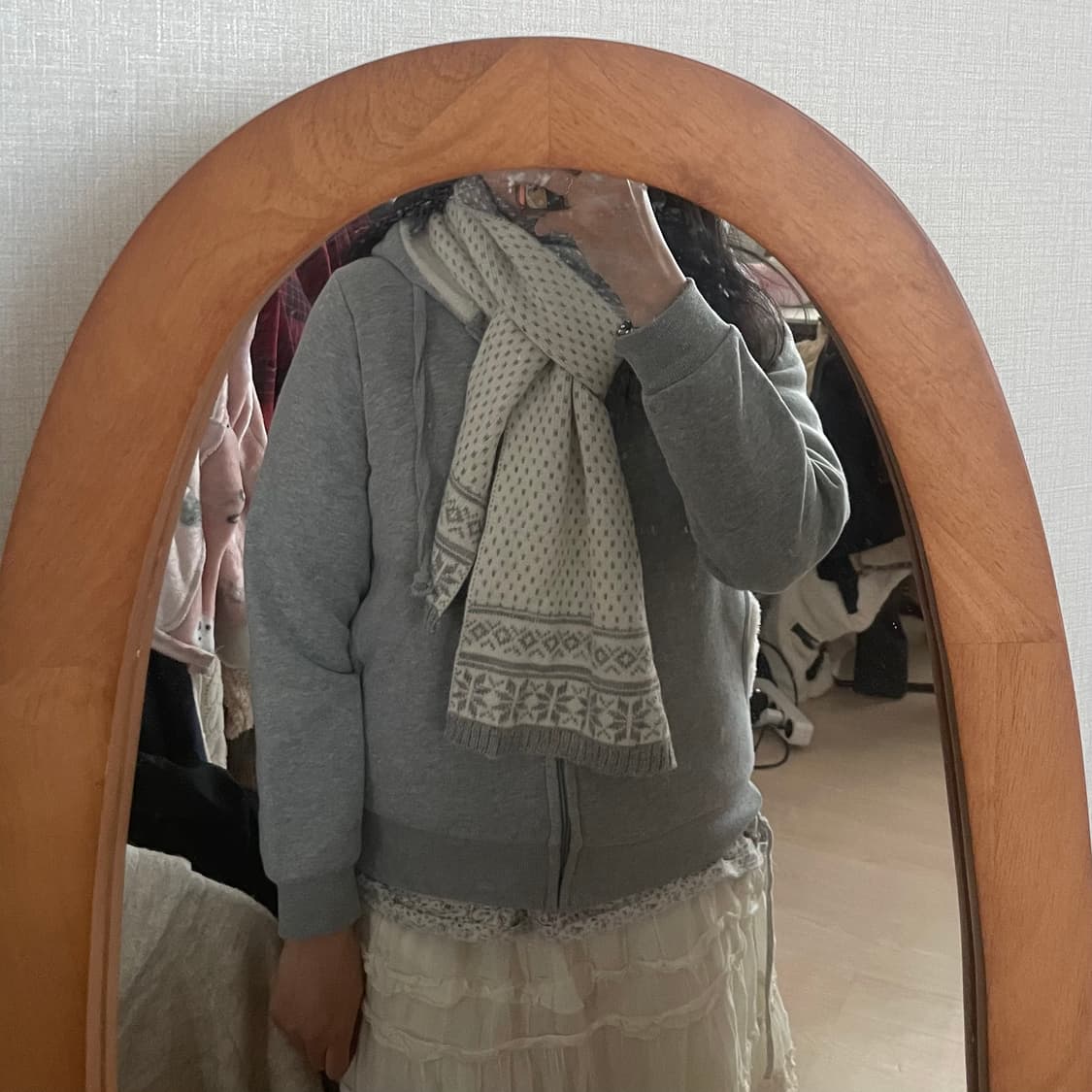 모리걸 빈티지 그레이 눈꽃 노르딕 머플러 🤍🤍 상품이미지2