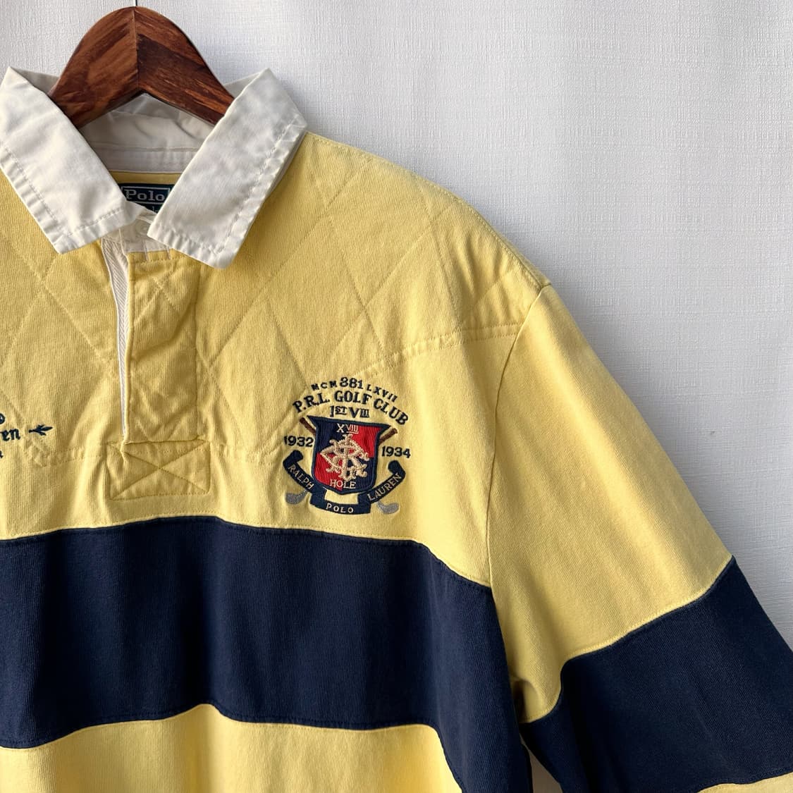 폴로 랄프로렌 럭비 카라티 옐로우 네이비 커스텀핏 XXL 상품이미지2