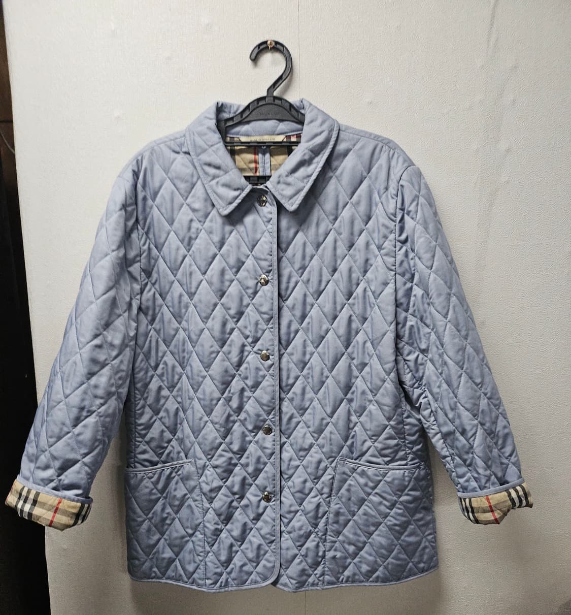 퀼팅 자켓 블루 체크 안감 L 상품이미지1