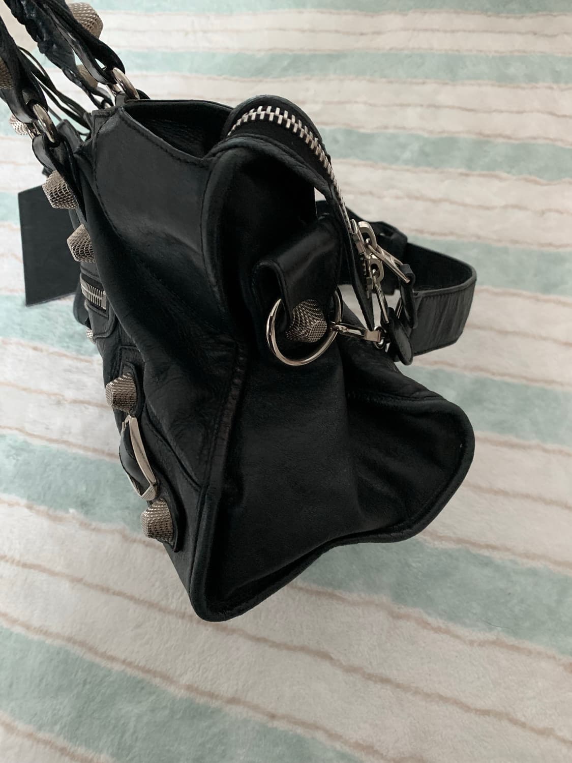 발렌시아가 라지 모터백 블랙 시티백 자이언트 은장 상품이미지6