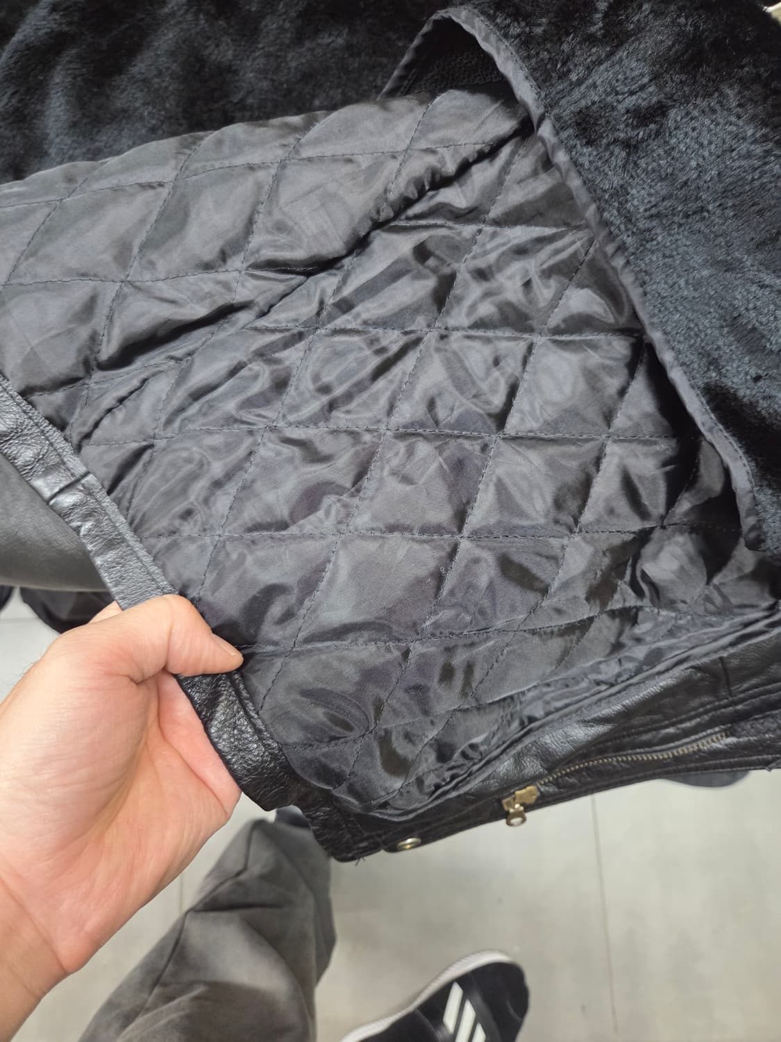 H.b.leather 퍼 소가죽 코트 후드자켓 m 상품이미지6