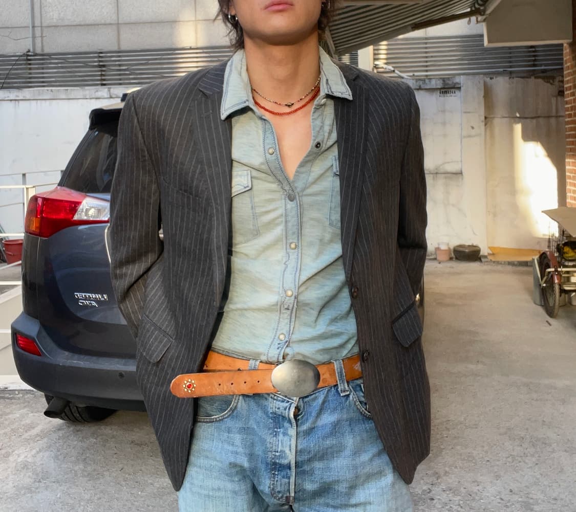 로렌랄프로렌 울 캐시미어 스트라이프 블레이져 상품이미지2