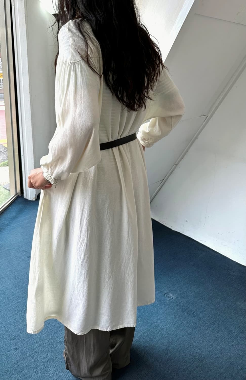 Rayon linen shirred design loose onepiec 상품이미지9