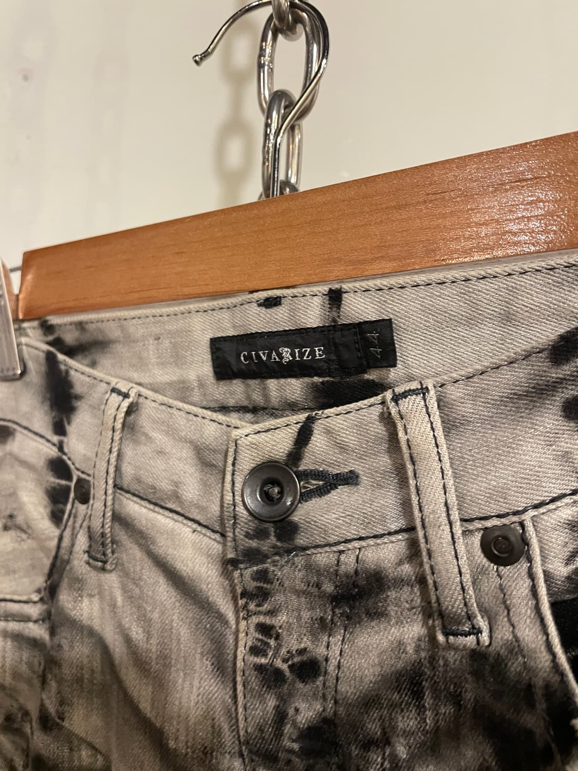 civarize 자수 디테일 블랙 그레이 나염 스키니 팬츠 펑크 상품이미지6