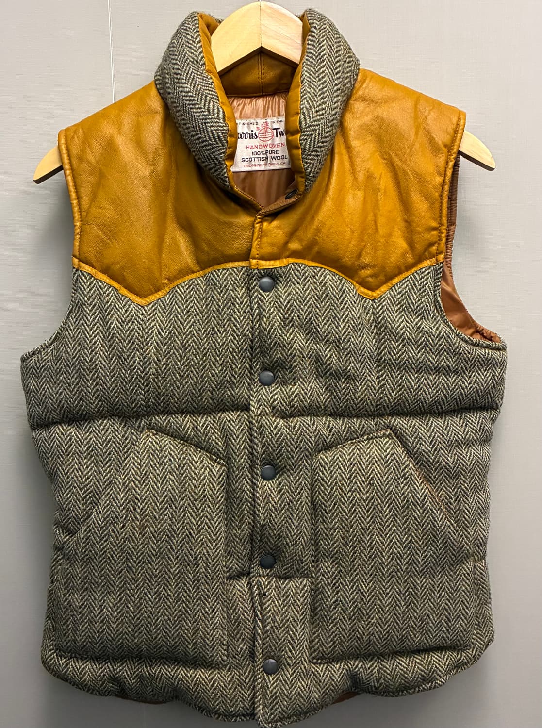 (S~M)USA 해리스트위드 x Cote mer 울 레더 다운 베스트 상품이미지8