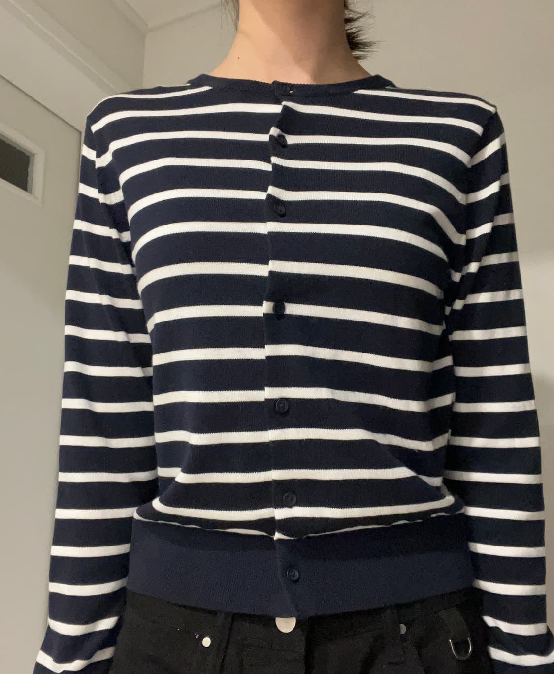 UV PROTECTION크루넥가디건(스트라이프) 블루 상품이미지1