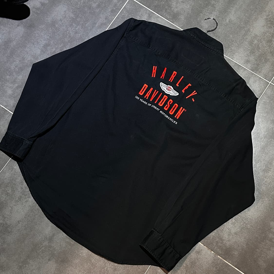 [HARLEY-DAVIDSON] 모터사이클 할리 자수 블랙 코튼 셔츠 상품이미지4