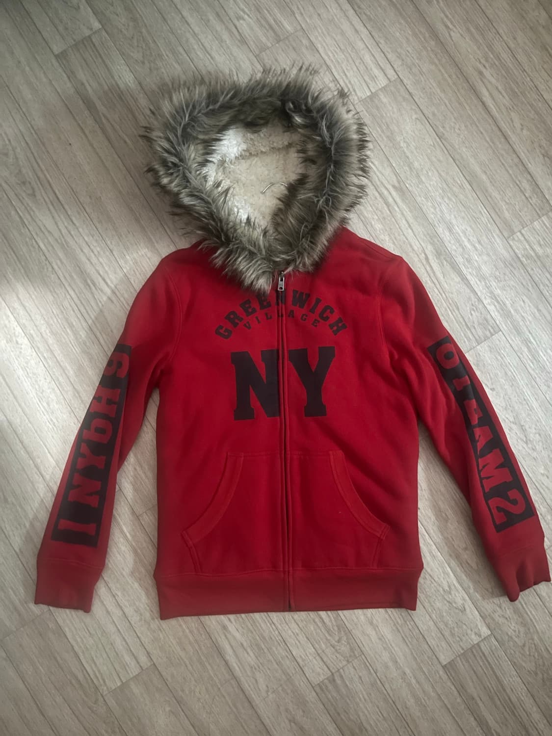 퍼 후드집업 레드 상품이미지1