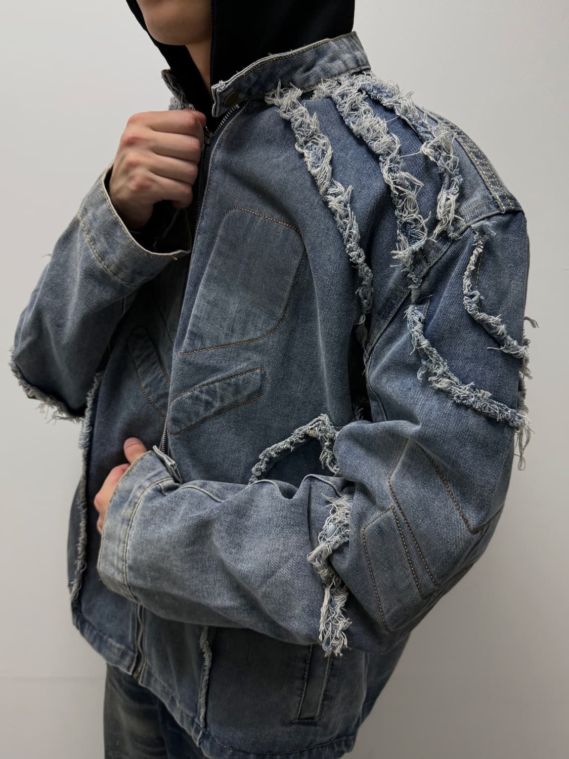 VTG WASHED FRINGE DETAIL DENIM JACKET 상품이미지1