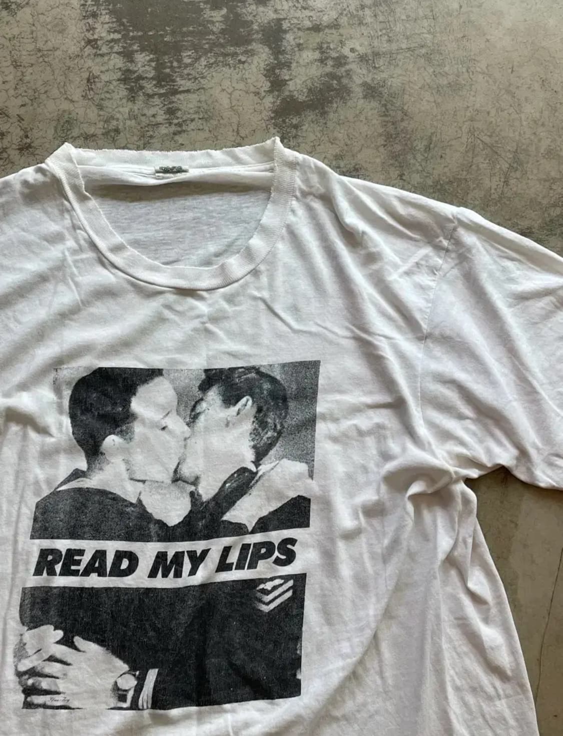 80s Thrashed READ MY LIPS 아트웍 티셔츠 상품이미지2