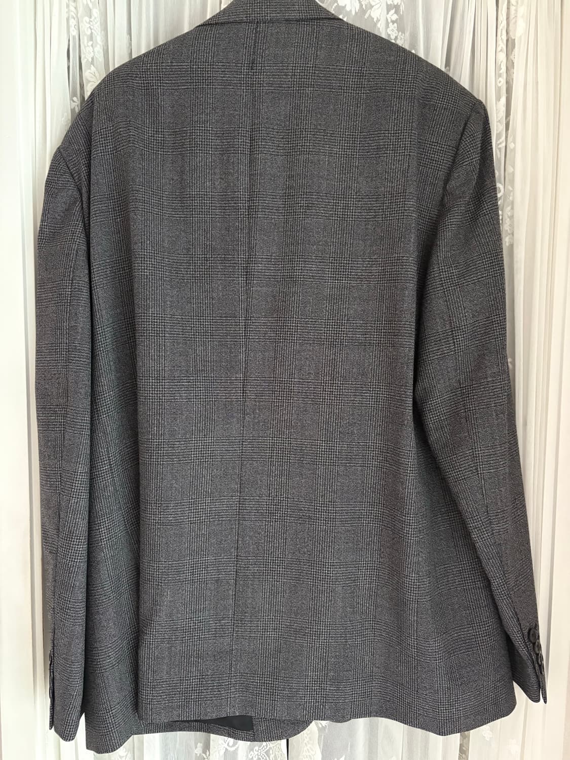 발렌시아가 플루이드 비스코스 개버딘 워시드 체크 블레이저 차콜 상품이미지6