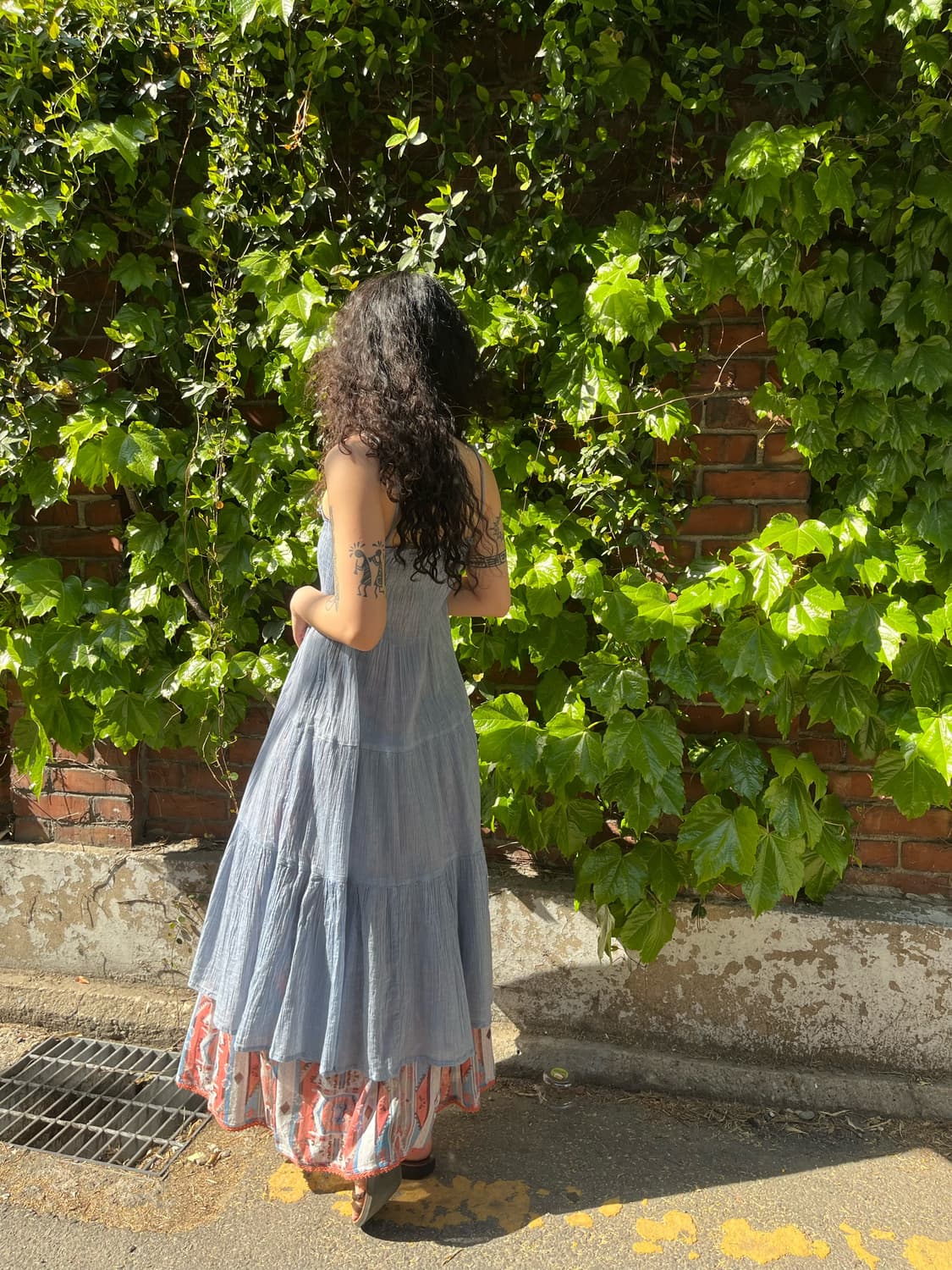 스카이 블루 캉캉 미디 원피스 상품이미지4