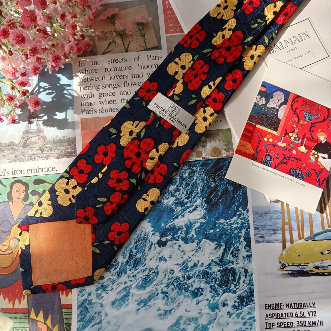 피에르 발망 네이비 플라워 패턴 넥타이 9.8cm A+등급 A19705
 상품이미지6