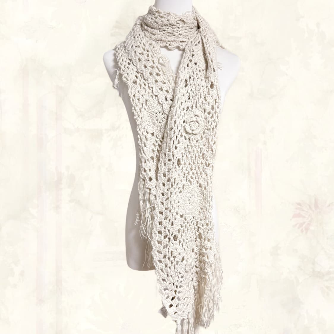 (이체시에눌) 일본 생화이트 페어리 장미 디테일 숄 & 머플러 상품이미지1