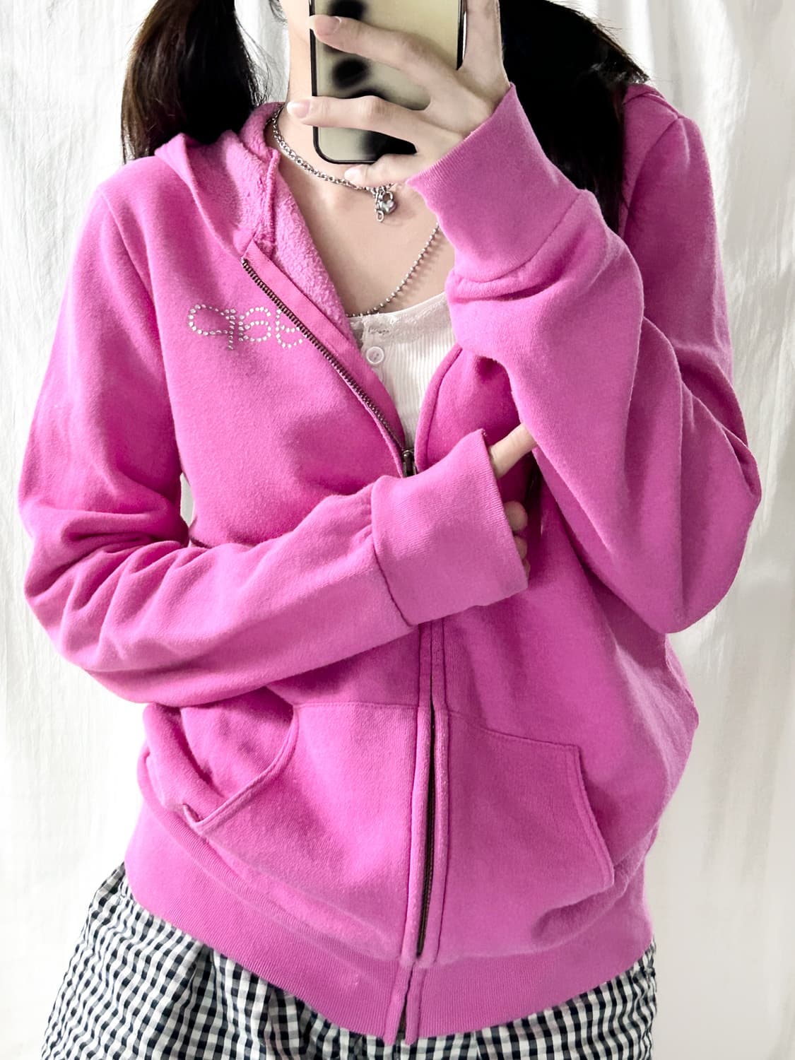 갭 큐빅로고 핑크 후드집업 상품이미지5