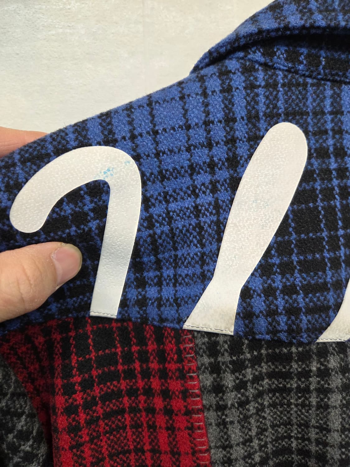 오프화이트 패치워크 플란넬 울 체크 셔츠자켓 L 상품이미지10