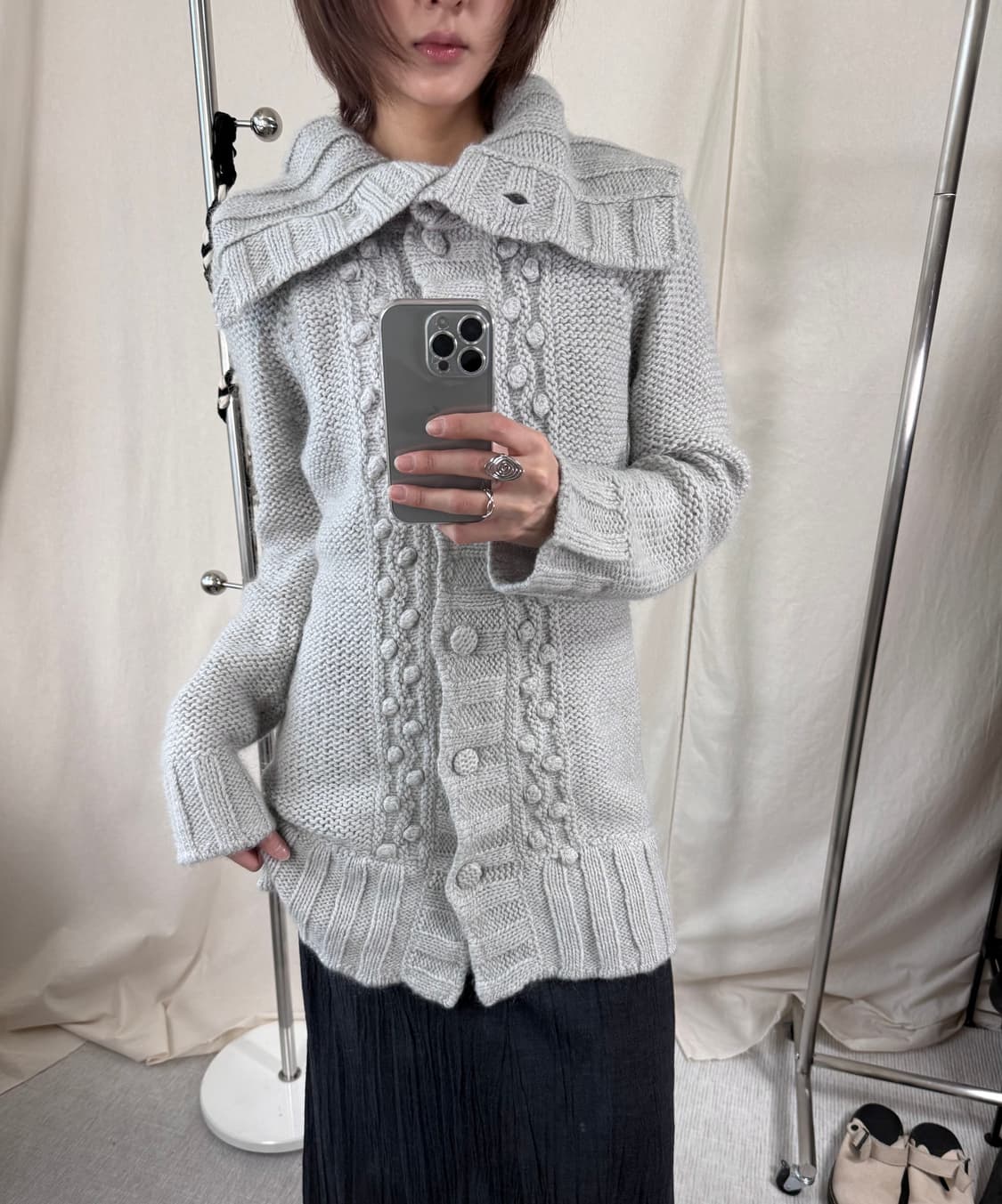 Rosa by 나라카미체 폼폼 롱 니트 가디건 상품이미지1