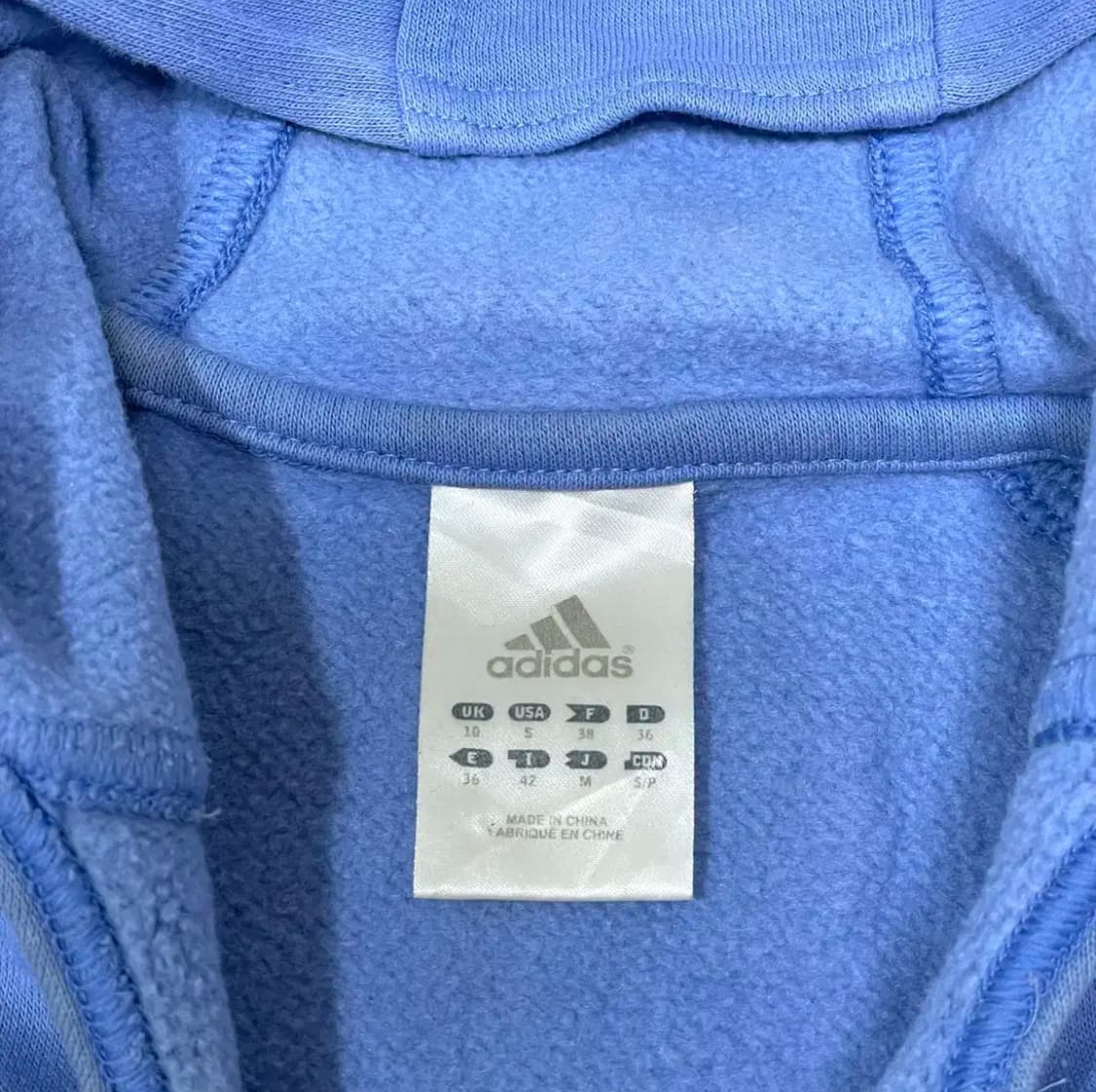 아디다스 삼각로고 프린팅 블루 후드티셔츠 여성S 상품이미지5
