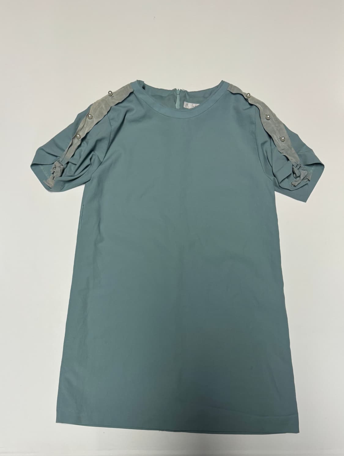 여성 온앤온 진주 단추 디테일 풀오버 민트 반팔 원피스 상품이미지1