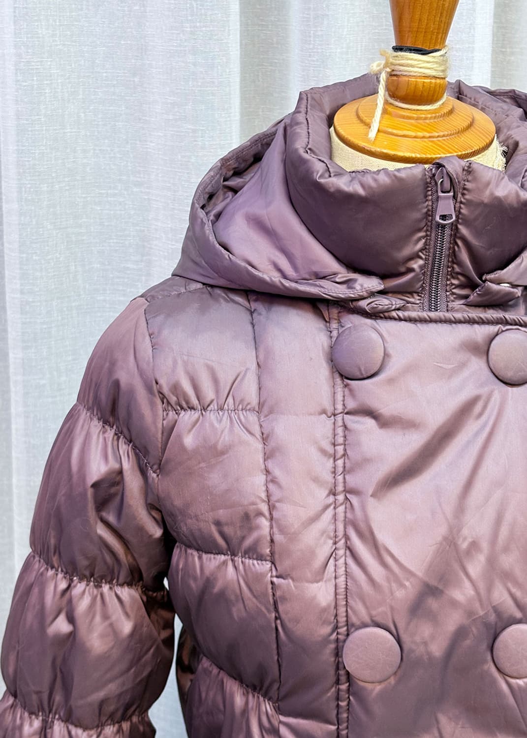 베네통 퍼플 더블버튼 미디패딩 상품이미지7