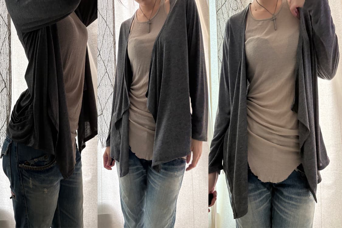 51 dark grey unbalance cardigan 상품이미지2