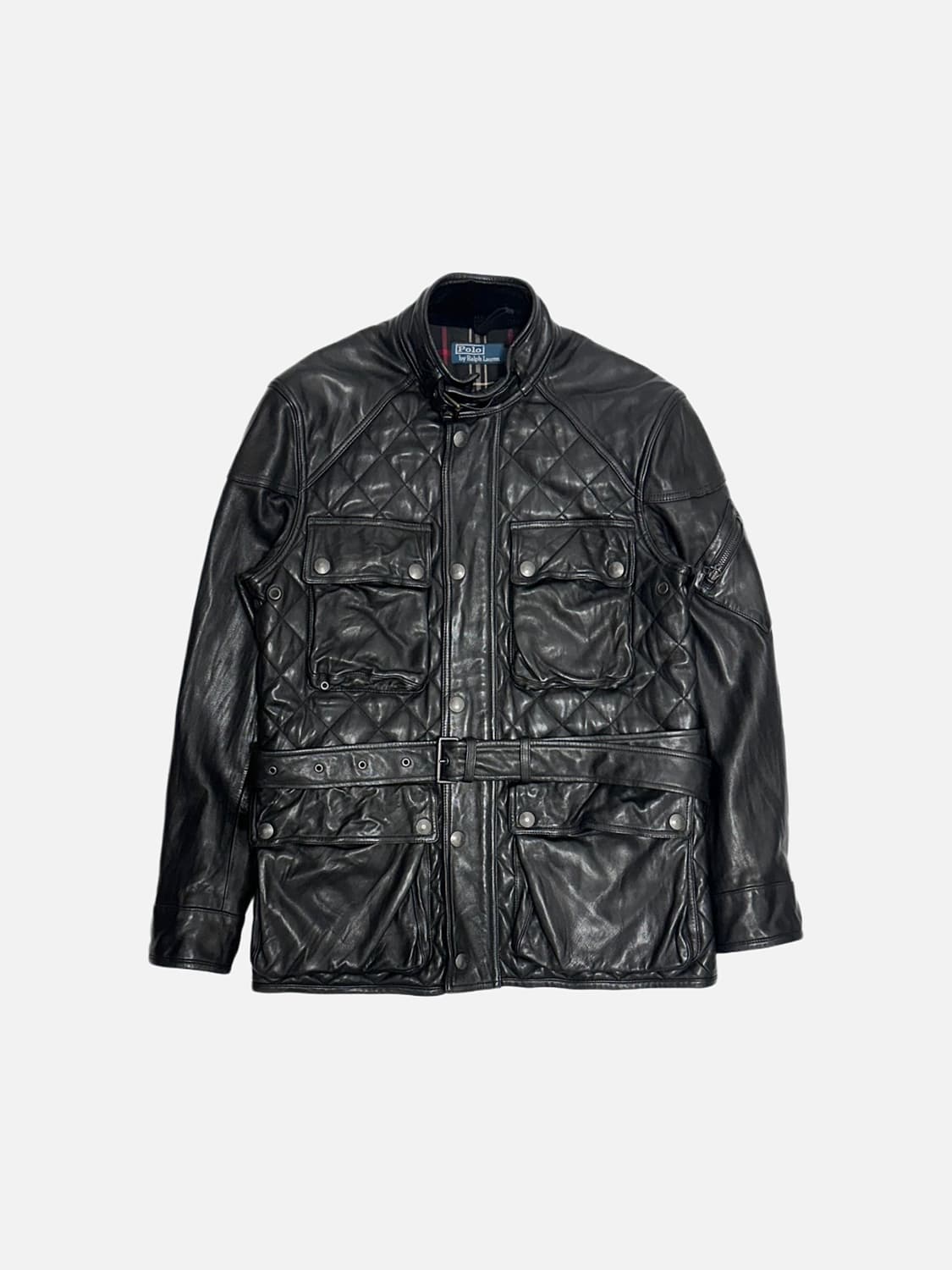 폴로 퀄팅 양가죽 모터사이클 바이커 사파리 자켓 레어 상품이미지1
