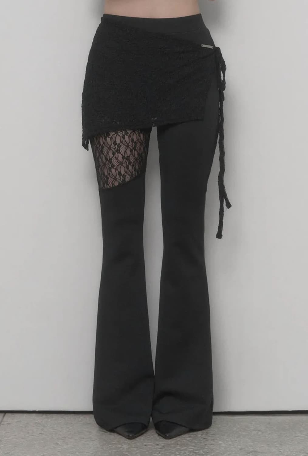 See Through Lace Lap Bootcut Pants 상품이미지1