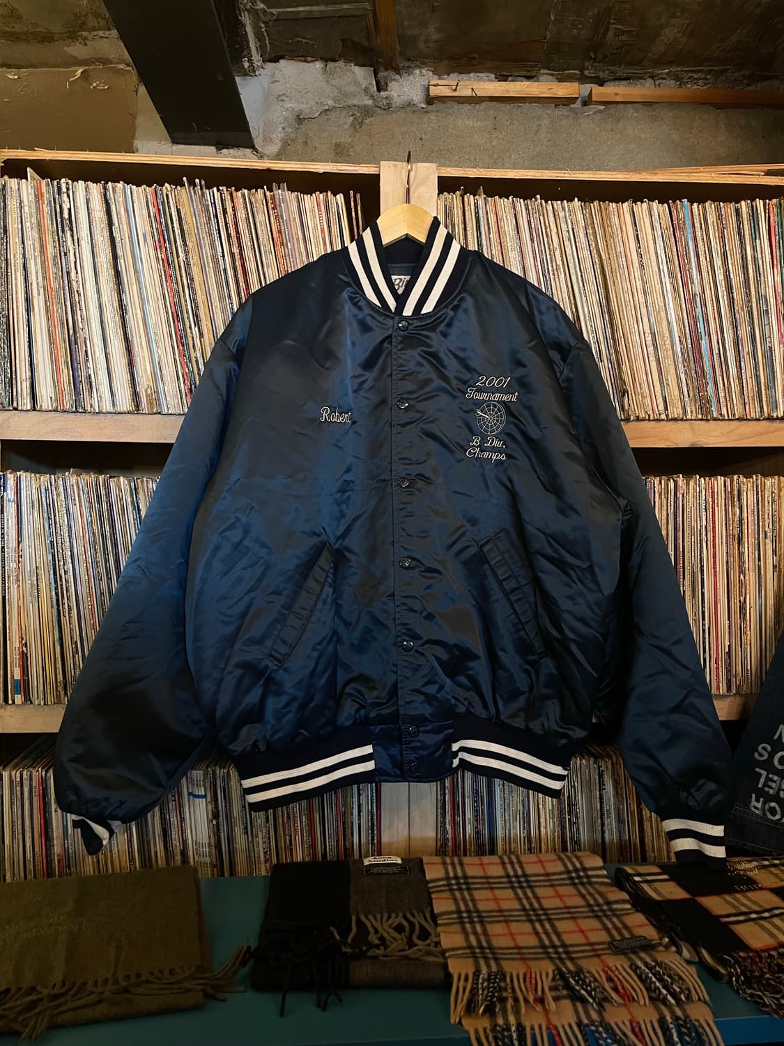 USA vtg 레터링 다크네이비 바시티 자켓 상품이미지1