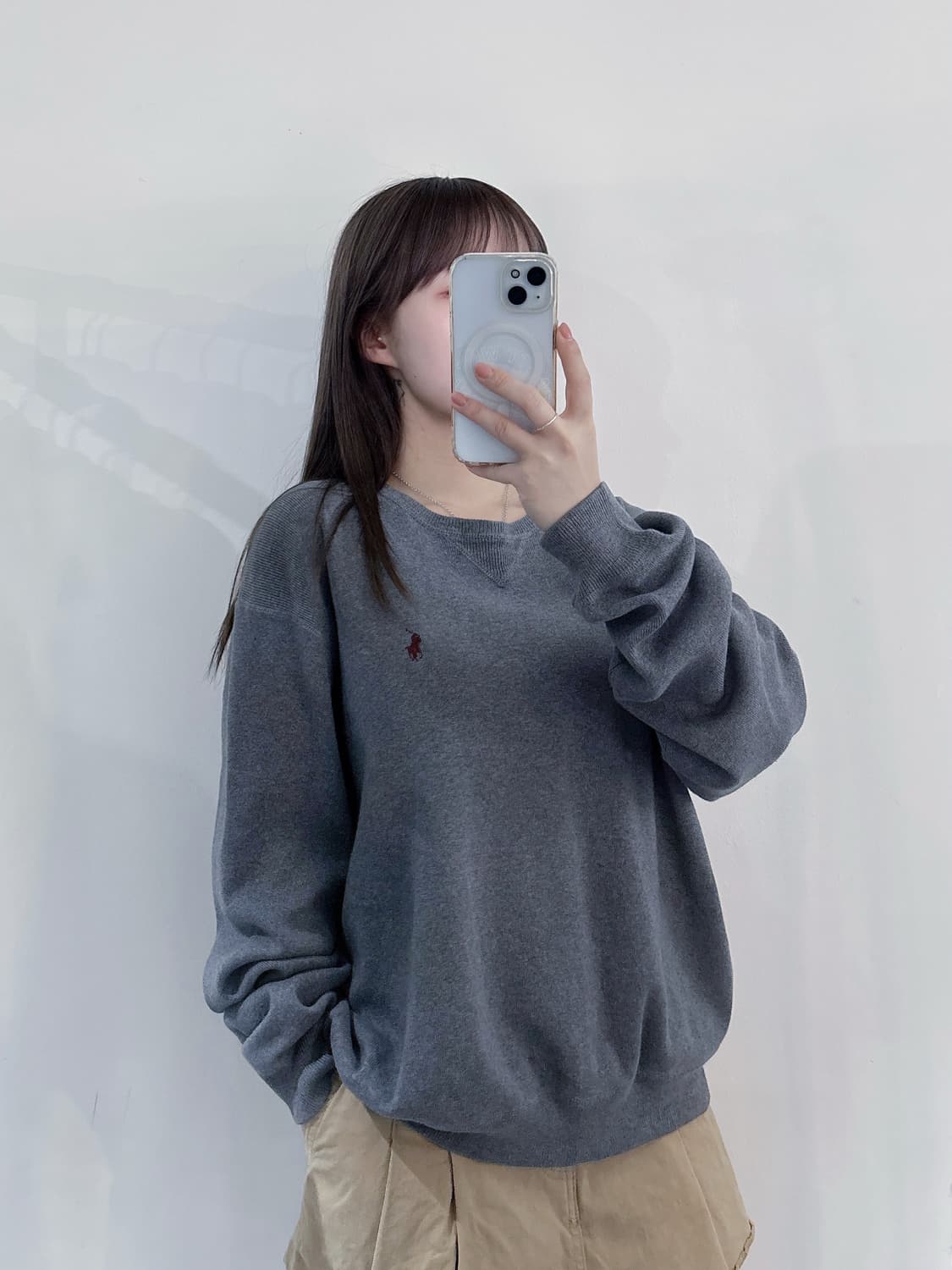 폴로랄프로렌 버건디포니 그레이 니트 상품이미지2