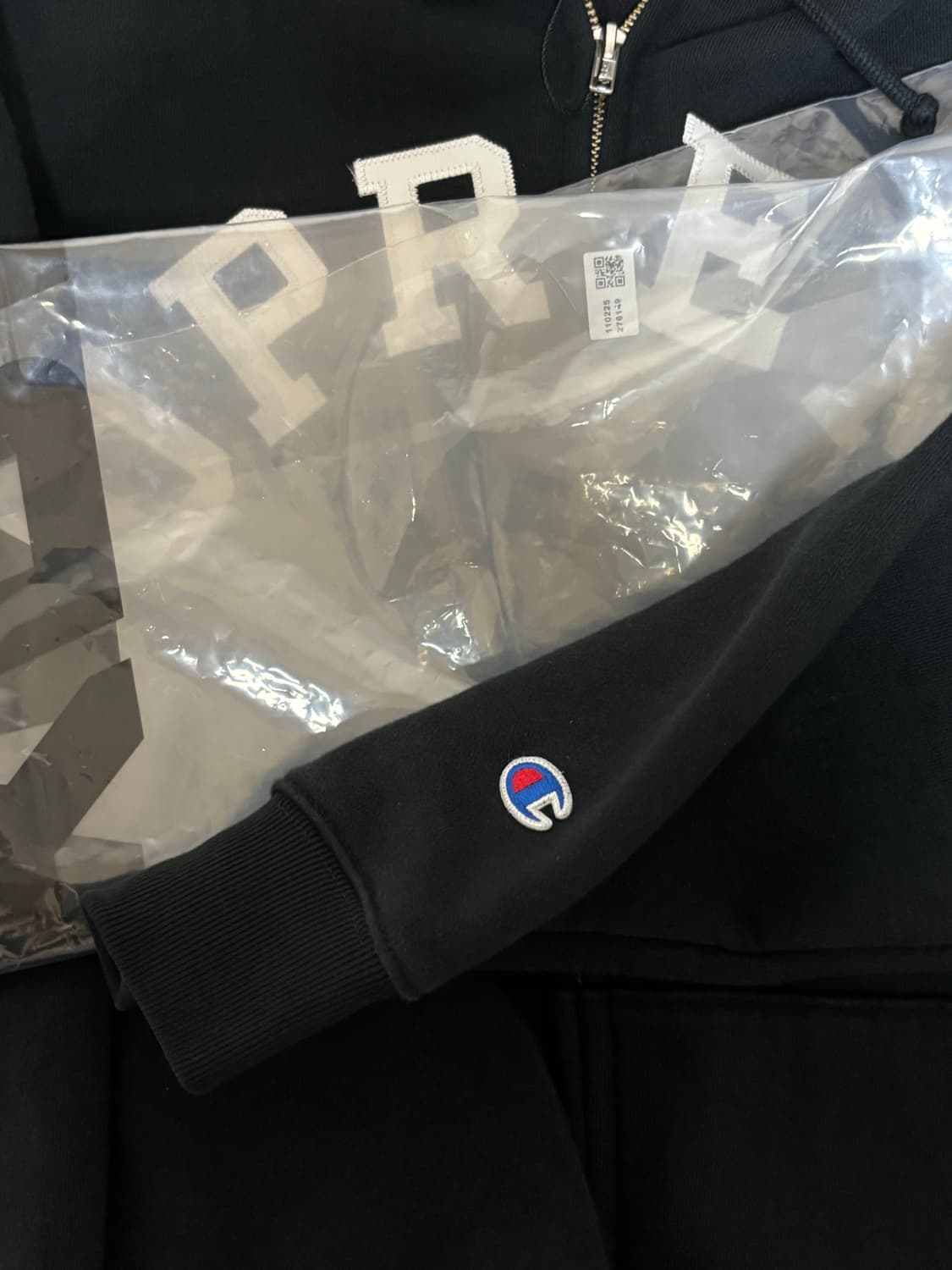 슈프림 챔피온 후드집업 L 블랙 상품이미지3