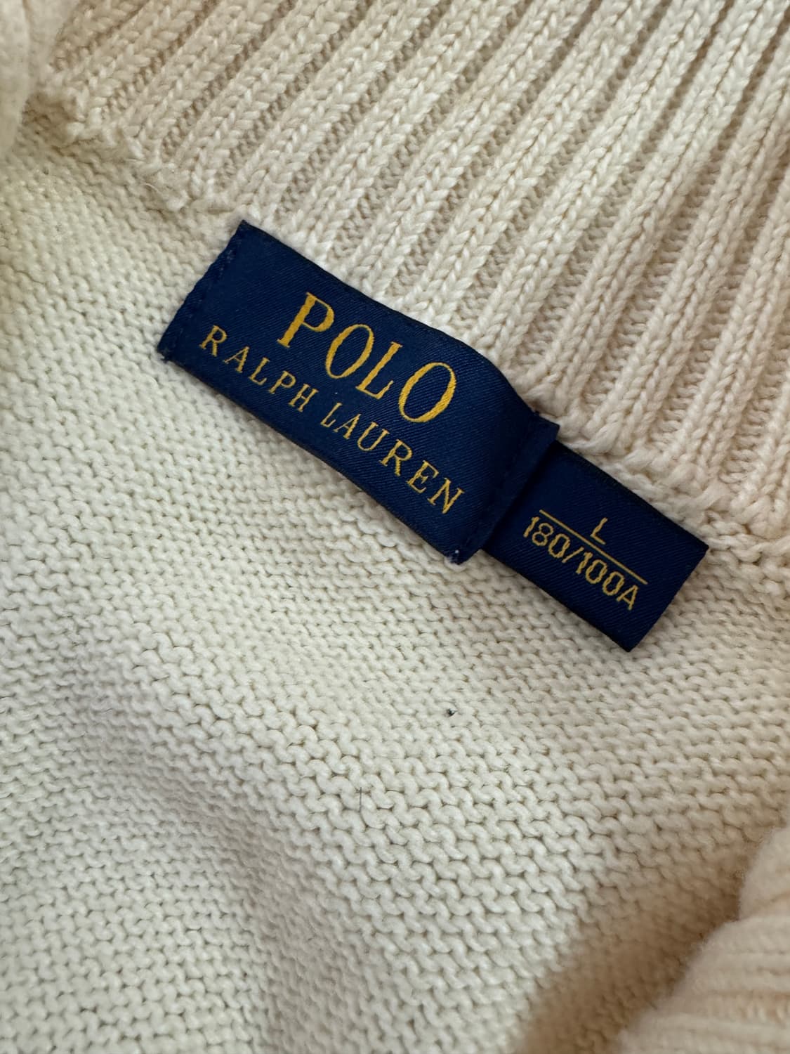 폴로 랄프로렌 신형 라벨 코튼 반집업 니트 L 상품이미지2