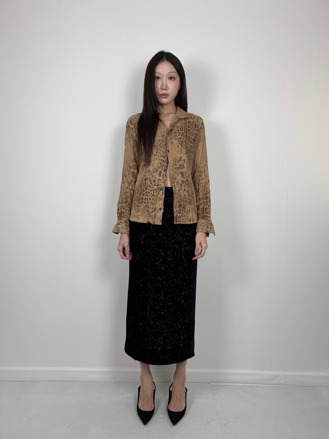VELVET PATTERNED LONG SKIRT 상품이미지3