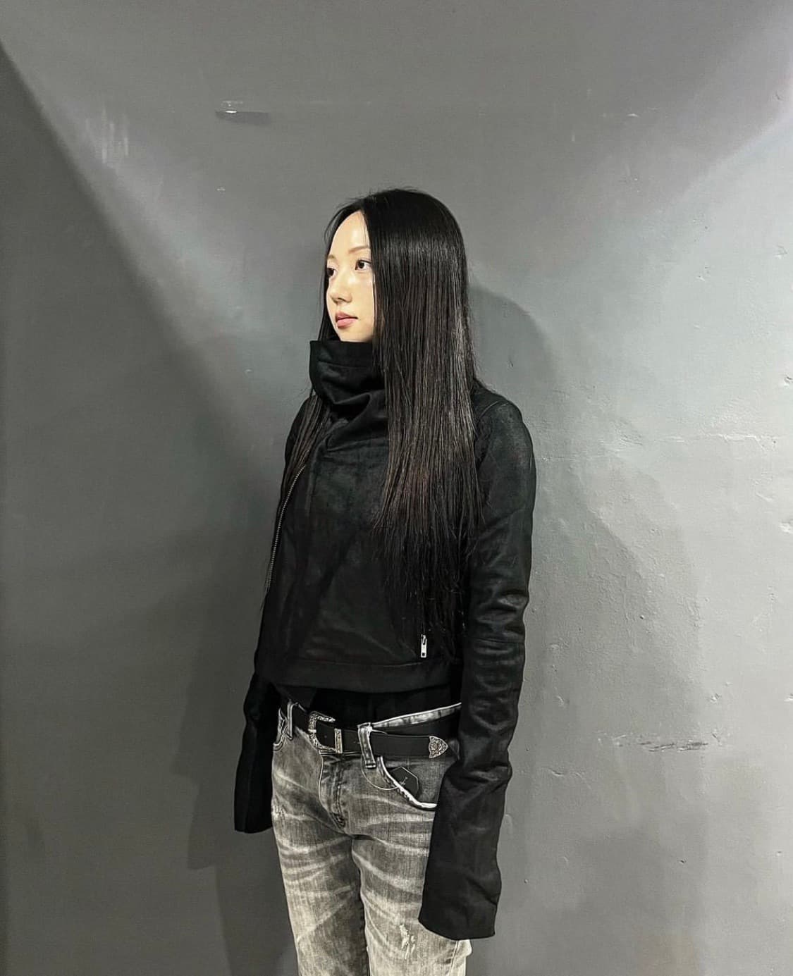 Mercurylux 고트스킨 투웨이 하이넥 라이더 재킷 상품이미지2