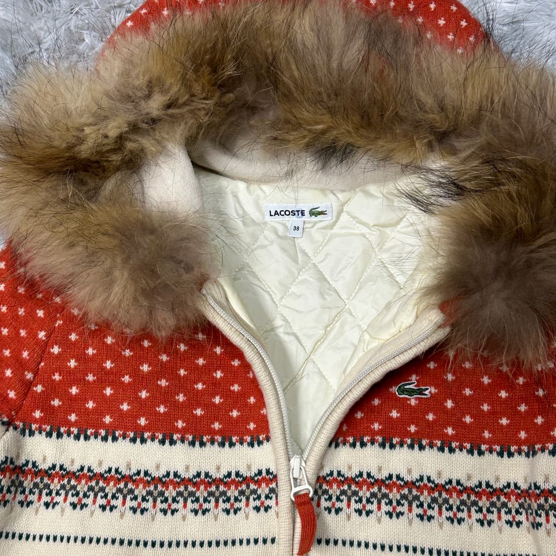 라코스테 퍼 후드 누빔 니트집업 95 상품이미지3