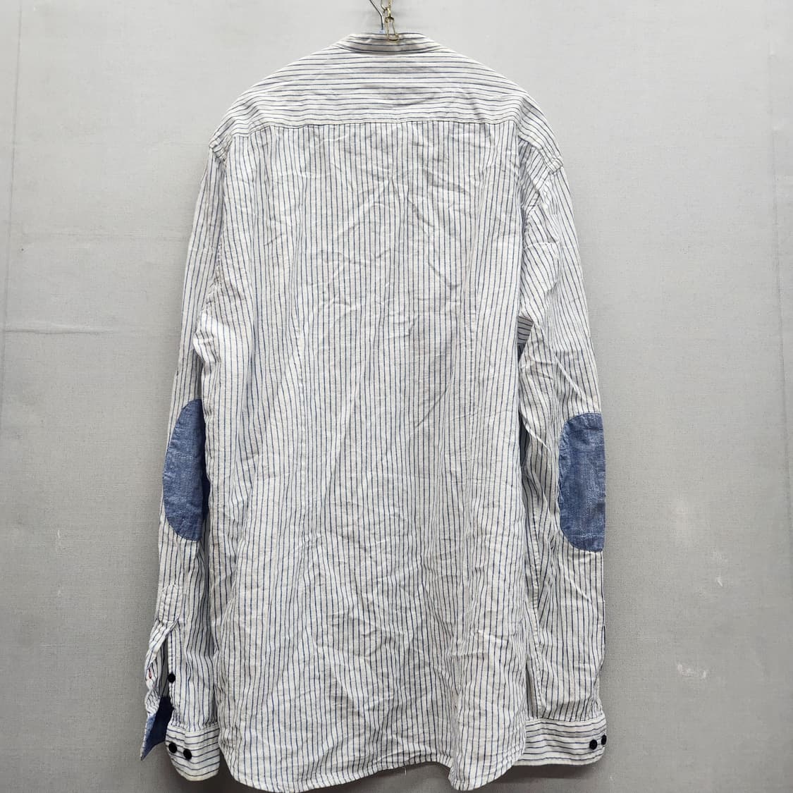 자라 스트라이프 헨리넥 얼보패치 린넨 혼방 셔츠 XL(XL) 상품이미지4