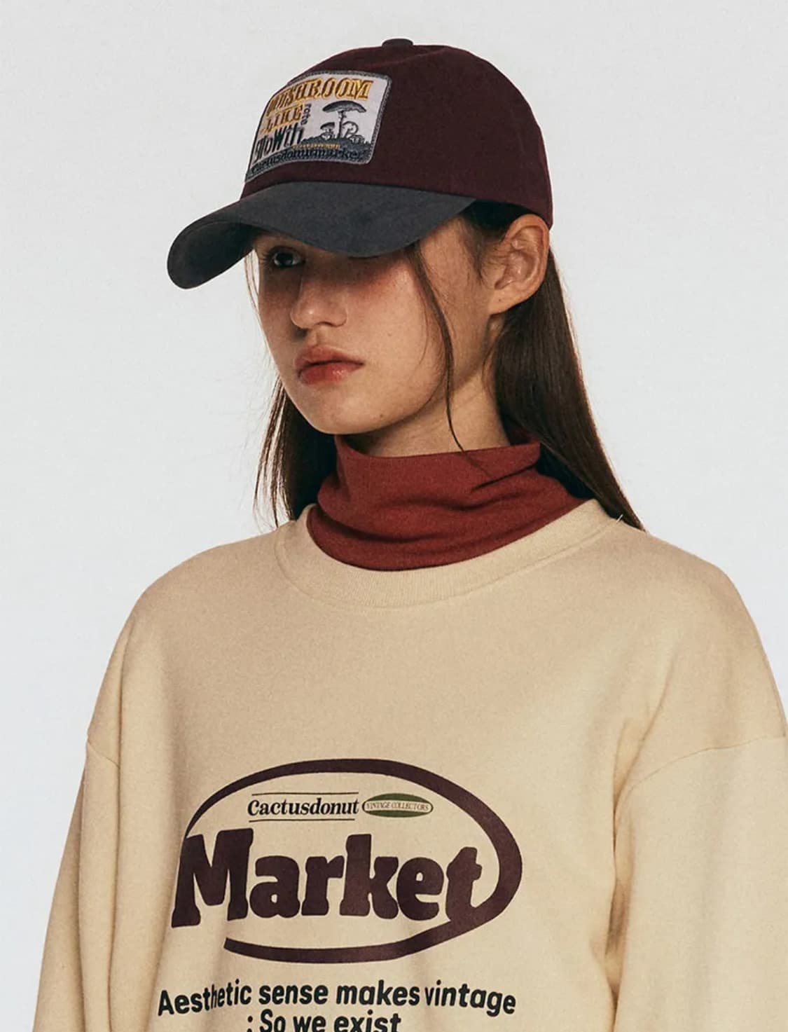 새상품 / 캑터스도넛마켓 버건디 볼캡 상품이미지2